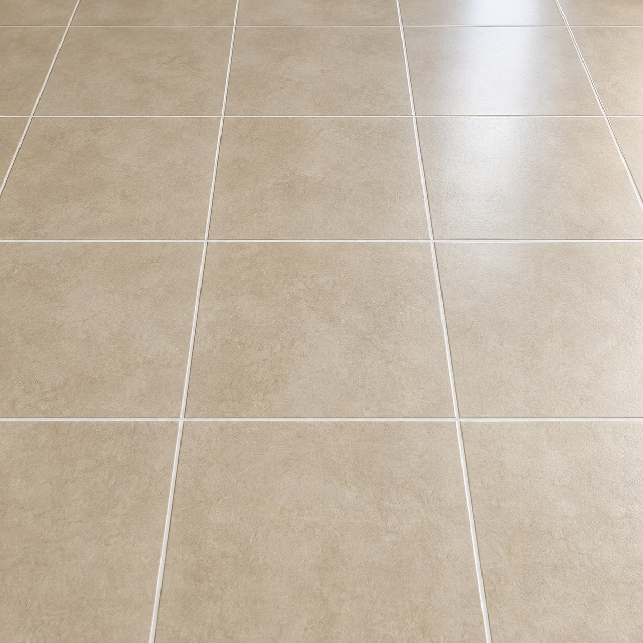 Freshly sealed grout lines on tile flooring