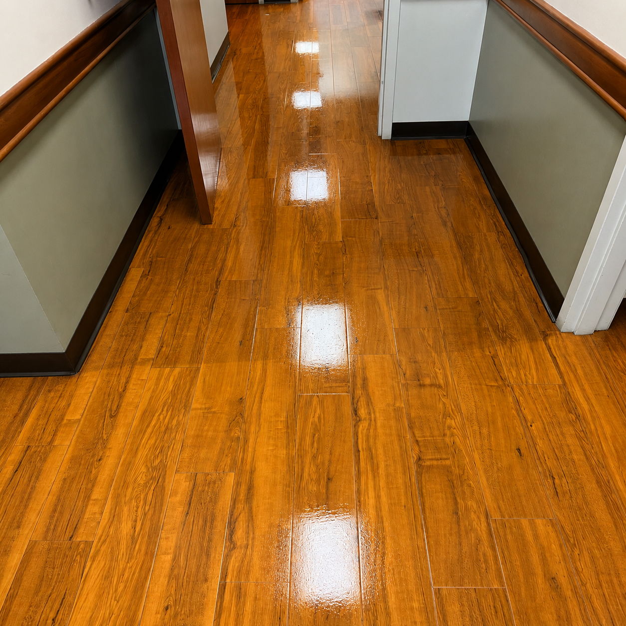 Freshly cleaned hardwood flooring